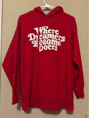 Uniqlo UT Red Hoodie with 'Where Dreamers Become Doers' Print, XS